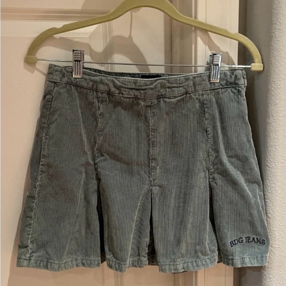 BDG Pleated Corduroy Mini Skirt Teal Green SZ M